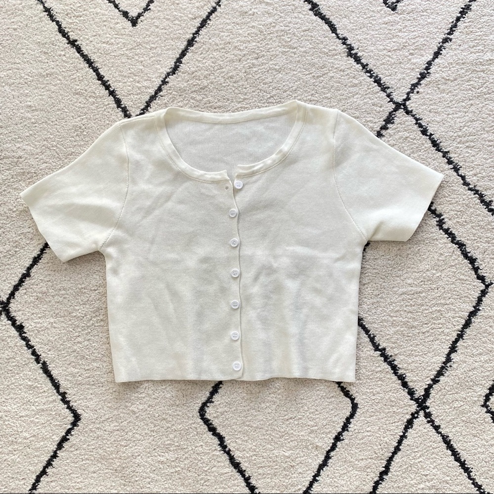 White button up crop top